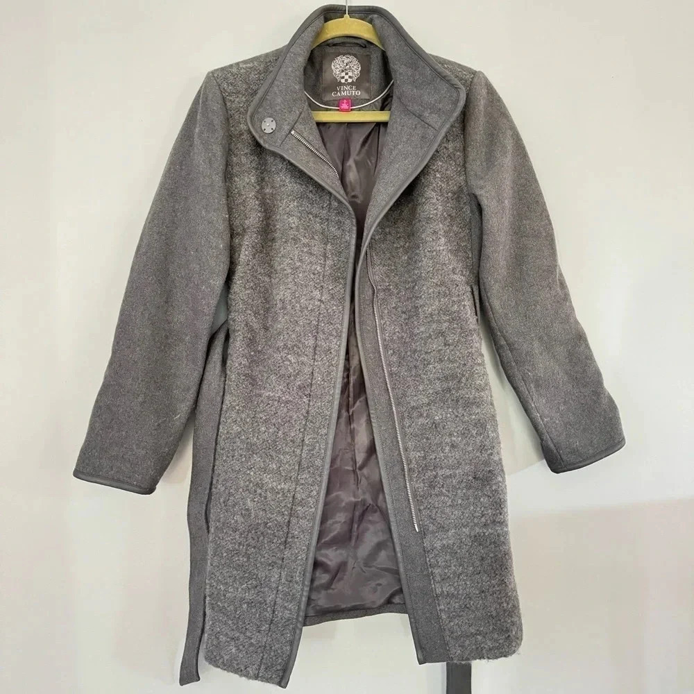Vince Camuto Grey Two-Toned Long Coat | Size Small - 2 - Picture 3 of 11
